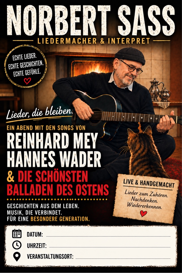 Norbert Sass mit Gitarre – Veranstaltungsplakat